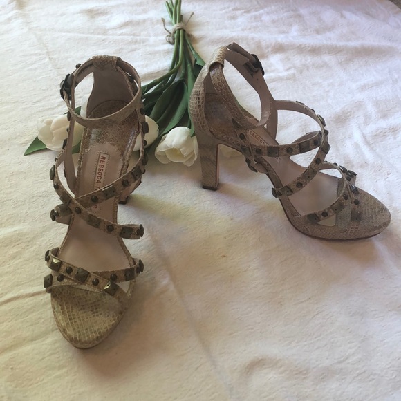 REBECCA TAYLOR Snakeskin Studded Pumps - Picture 2 of 8